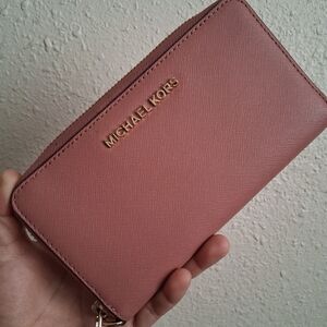 Rose Pink Michael Kors Phone Zipper Wallet